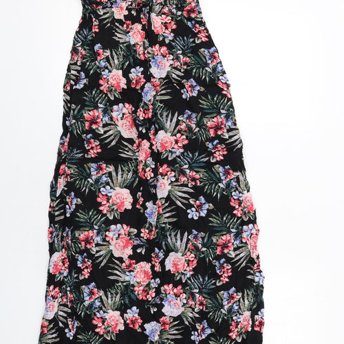 New Look Womens Black Floral Viscose Maxi Size 8 Off the Shoulder Pullover
