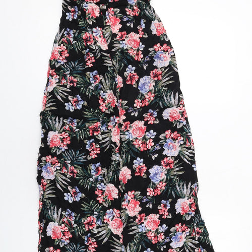 New Look Womens Black Floral Viscose Maxi Size 8 Off the Shoulder Pullover