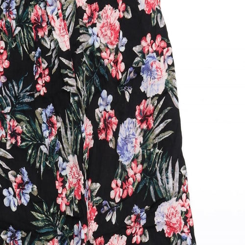 New Look Womens Black Floral Viscose Maxi Size 8 Off the Shoulder Pullover