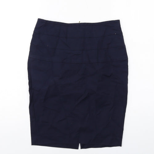 Zara Womens Blue Cotton Straight & Pencil Skirt Size M Zip