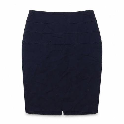 Zara Womens Blue Cotton Straight & Pencil Skirt Size M Zip