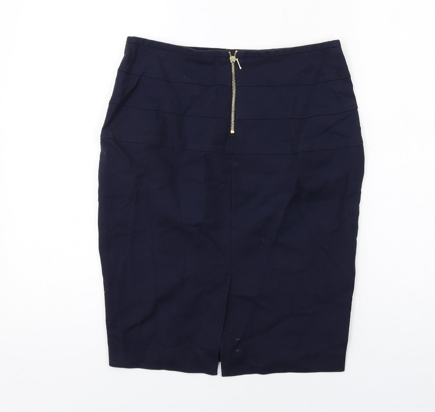 Zara Womens Blue Cotton Straight & Pencil Skirt Size M Zip