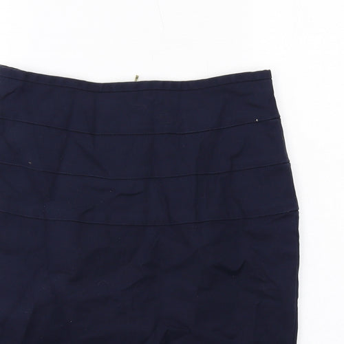 Zara Womens Blue Cotton Straight & Pencil Skirt Size M Zip