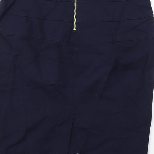 Zara Womens Blue Cotton Straight & Pencil Skirt Size M Zip