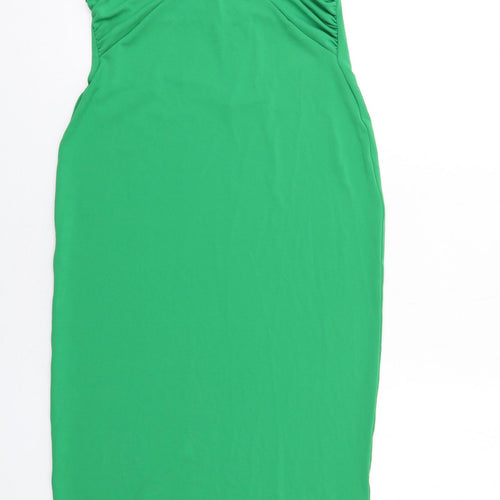 Zara Womens Green Polyester Bodycon Size S Halter Pullover