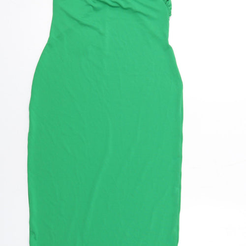 Zara Womens Green Polyester Bodycon Size S Halter Pullover