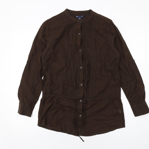 Gap Womens Brown Cotton Basic Button-Up Size S Round Neck