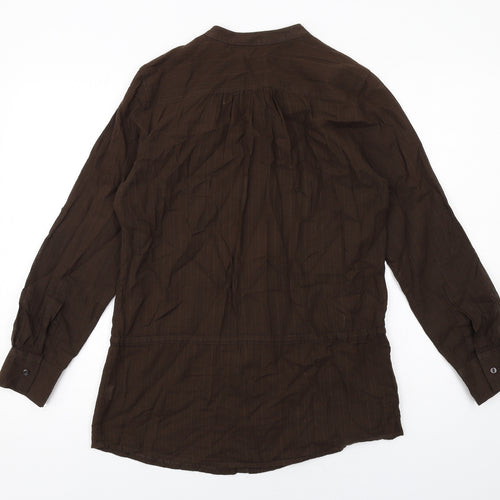 Gap Womens Brown Cotton Basic Button-Up Size S Round Neck