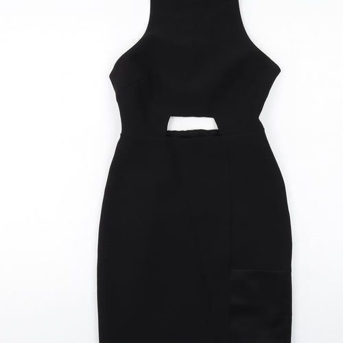 Kendall And Kylie Womens Black Polyester Bodycon Size 6 Round Neck Zip
