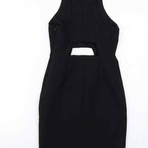 Kendall And Kylie Womens Black Polyester Bodycon Size 6 Round Neck Zip