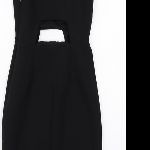 Kendall And Kylie Womens Black Polyester Bodycon Size 6 Round Neck Zip