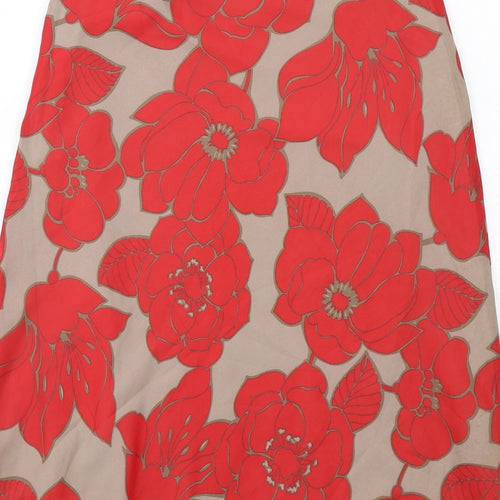 H&M Womens Red Floral Polyester A-Line Skirt Size 8 Zip