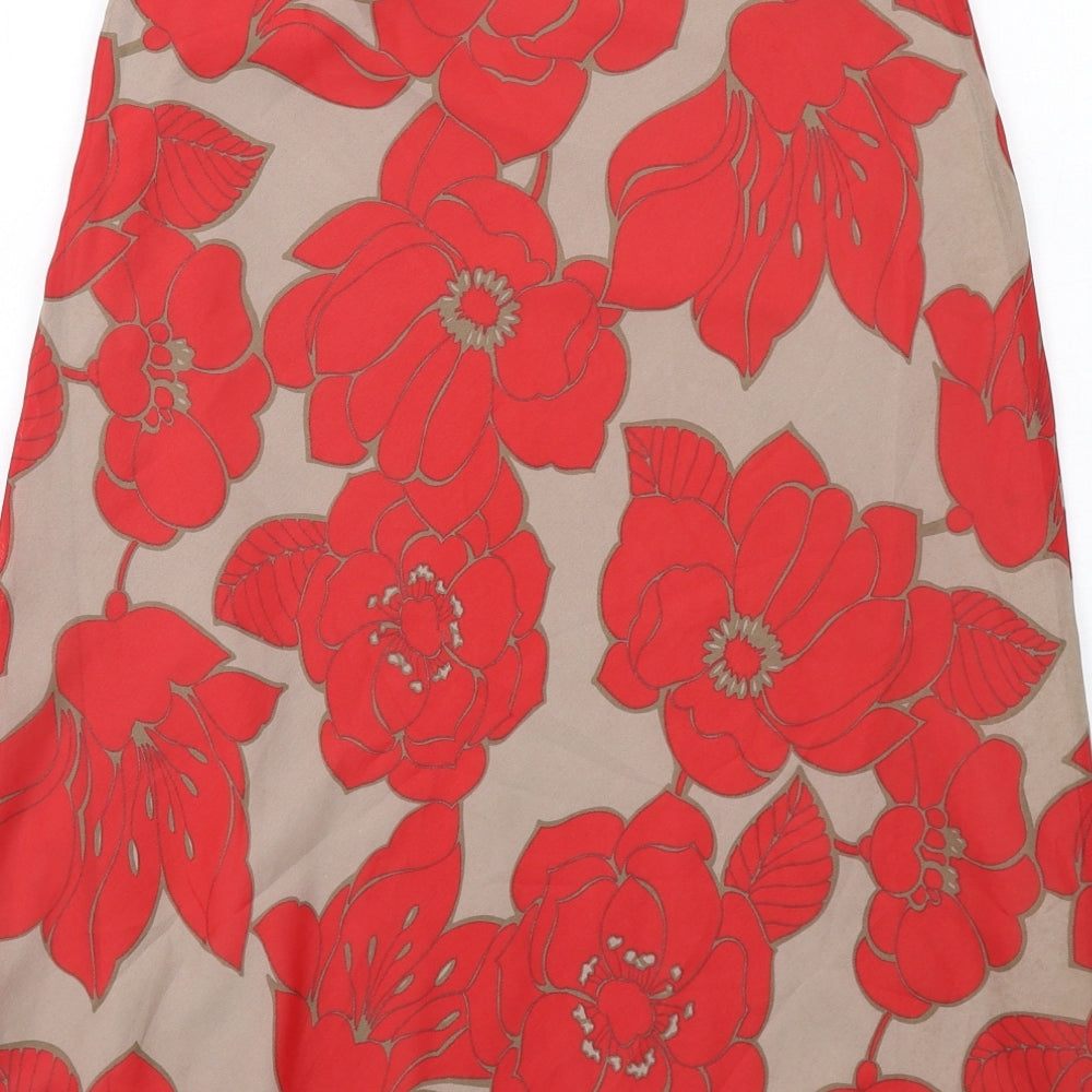 H&M Womens Red Floral Polyester A-Line Skirt Size 8 Zip