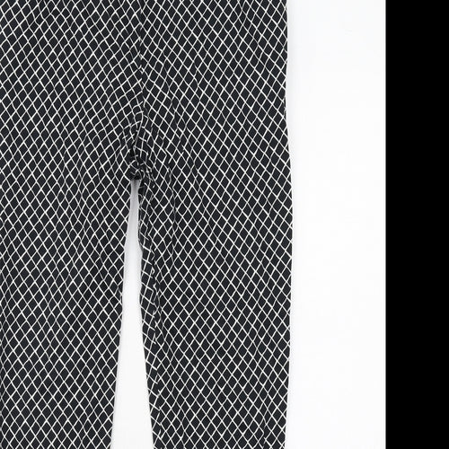 Oasis Womens Black Geometric Cotton Chino Trousers Size 12 Regular Zip