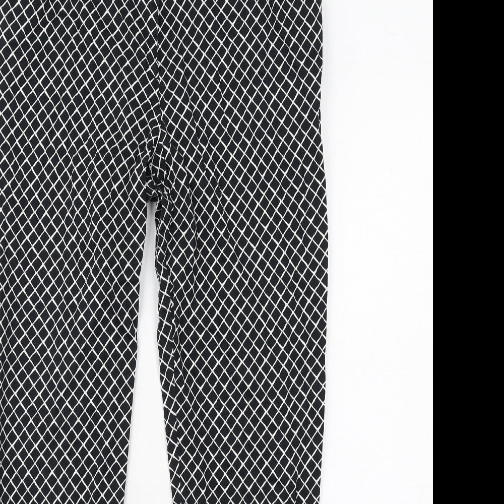 Oasis Womens Black Geometric Cotton Chino Trousers Size 12 Regular Zip