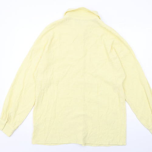 PRETTYLITTLETHING Womens Yellow Polyester Basic Button-Up Size 12 Collared
