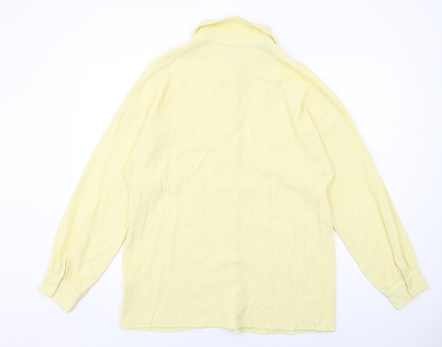 PRETTYLITTLETHING Womens Yellow Polyester Basic Button-Up Size 12 Collared