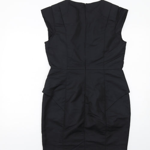 Love Label Womens Black Polyamide Shift Size 14 Round Neck Zip