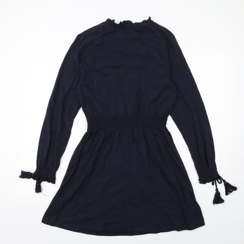 Topshop Womens Blue Cotton A-Line Size 10 Round Neck Pullover