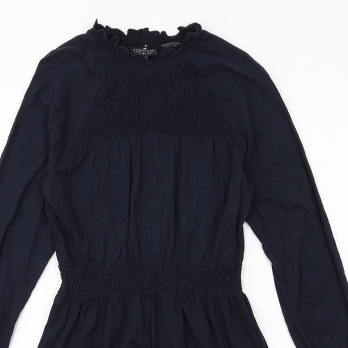 Topshop Womens Blue Cotton A-Line Size 10 Round Neck Pullover