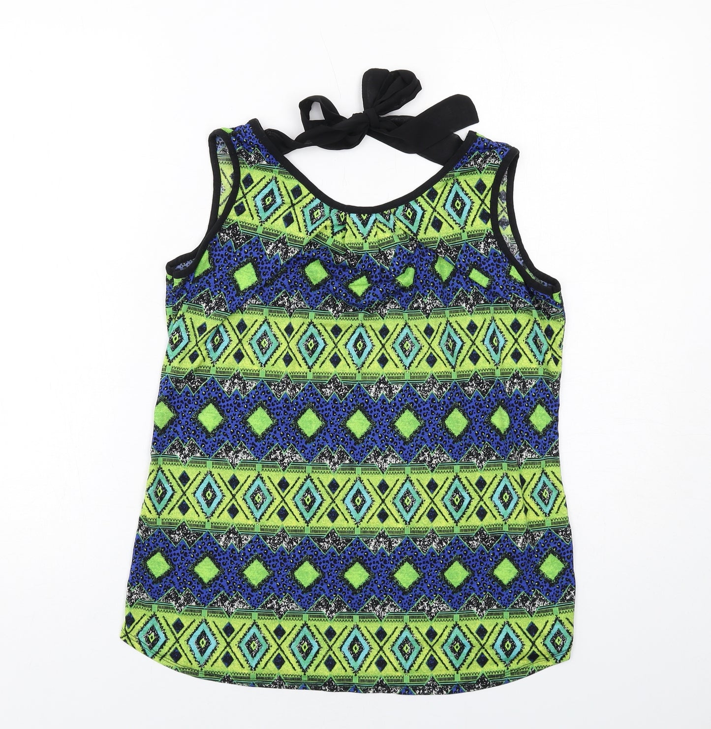CMD Womens Multicoloured Geometric Polyester Basic Tank Size 10 Round Neck