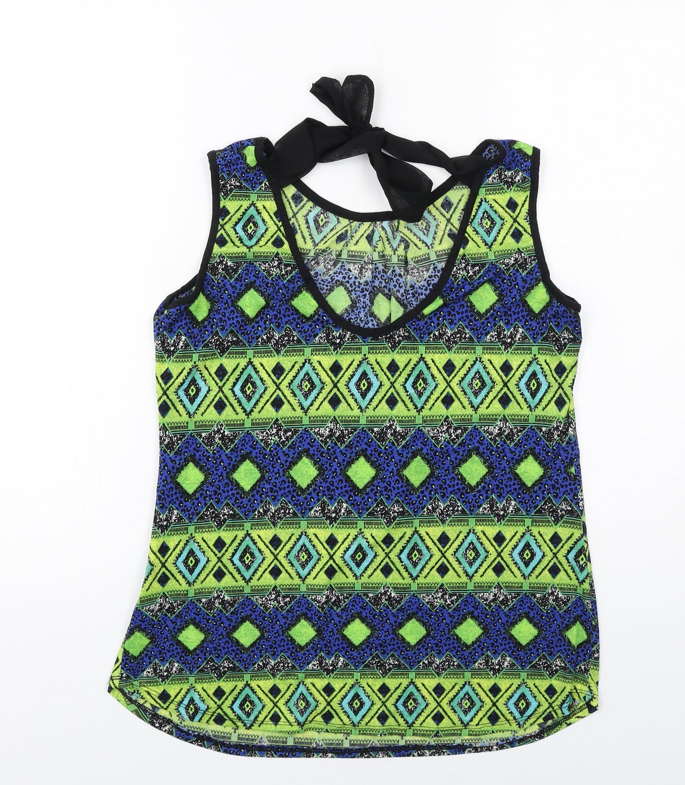 CMD Womens Multicoloured Geometric Polyester Basic Tank Size 10 Round Neck