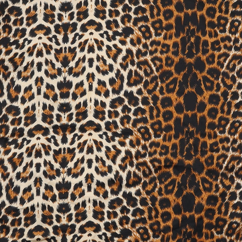 ICHI Womens Brown Animal Print Polyester Kimono Blouse Size S V-Neck - Leopard Print