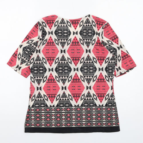 Wallis Womens Multicoloured Geometric Polyester Basic Blouse Size 10 Round Neck