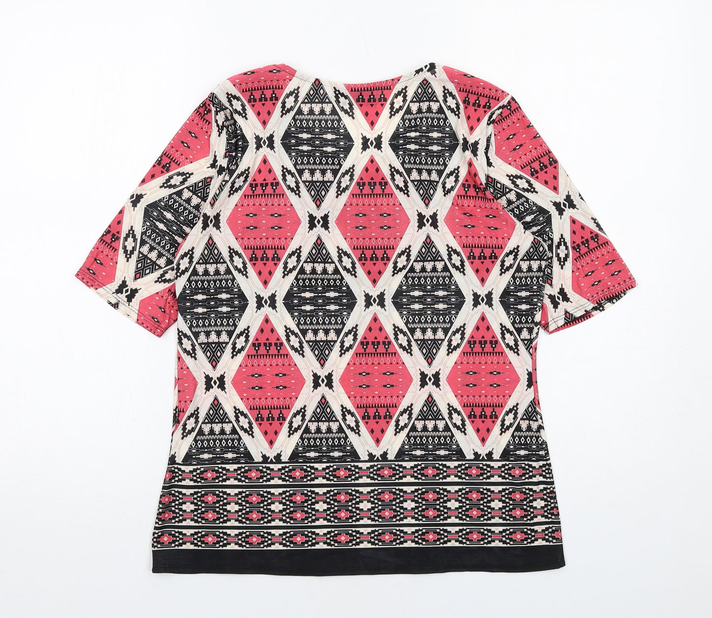 Wallis Womens Multicoloured Geometric Polyester Basic Blouse Size 10 Round Neck