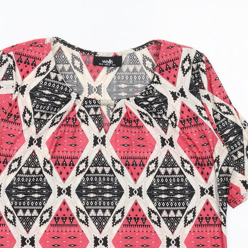 Wallis Womens Multicoloured Geometric Polyester Basic Blouse Size 10 Round Neck