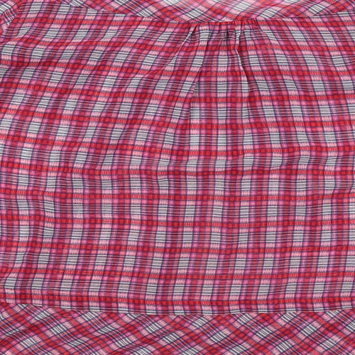 Zara Womens Pink Plaid Polyester Basic Blouse Size M Round Neck