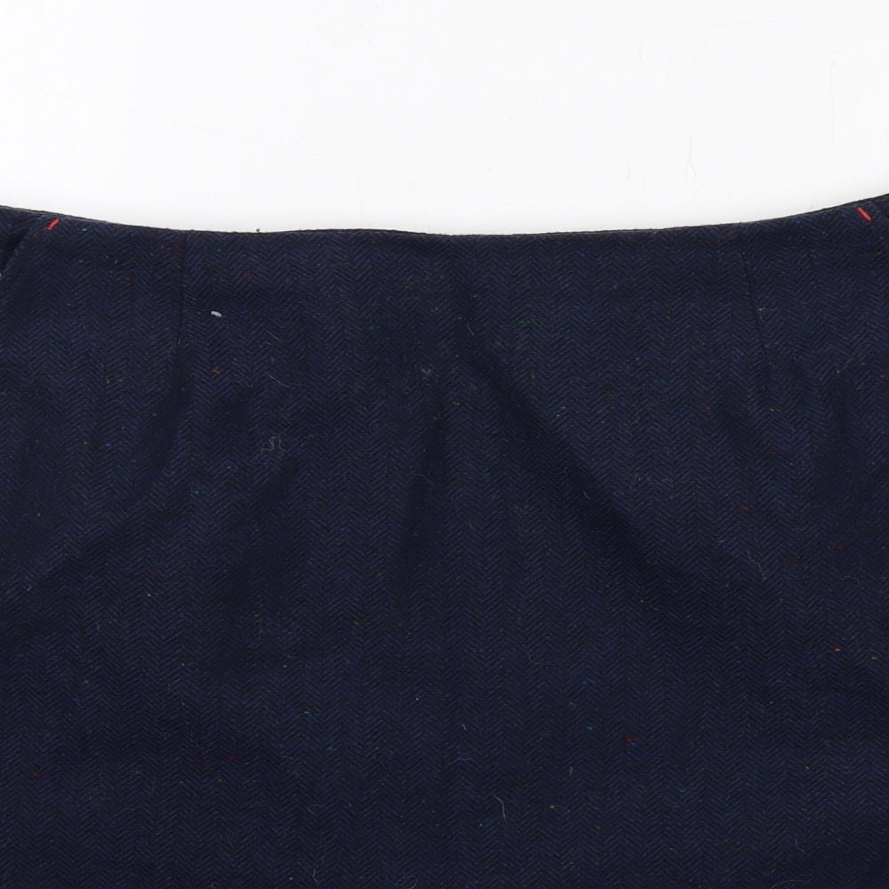 Joules Womens Blue Polyester A-Line Skirt Size 12 Zip