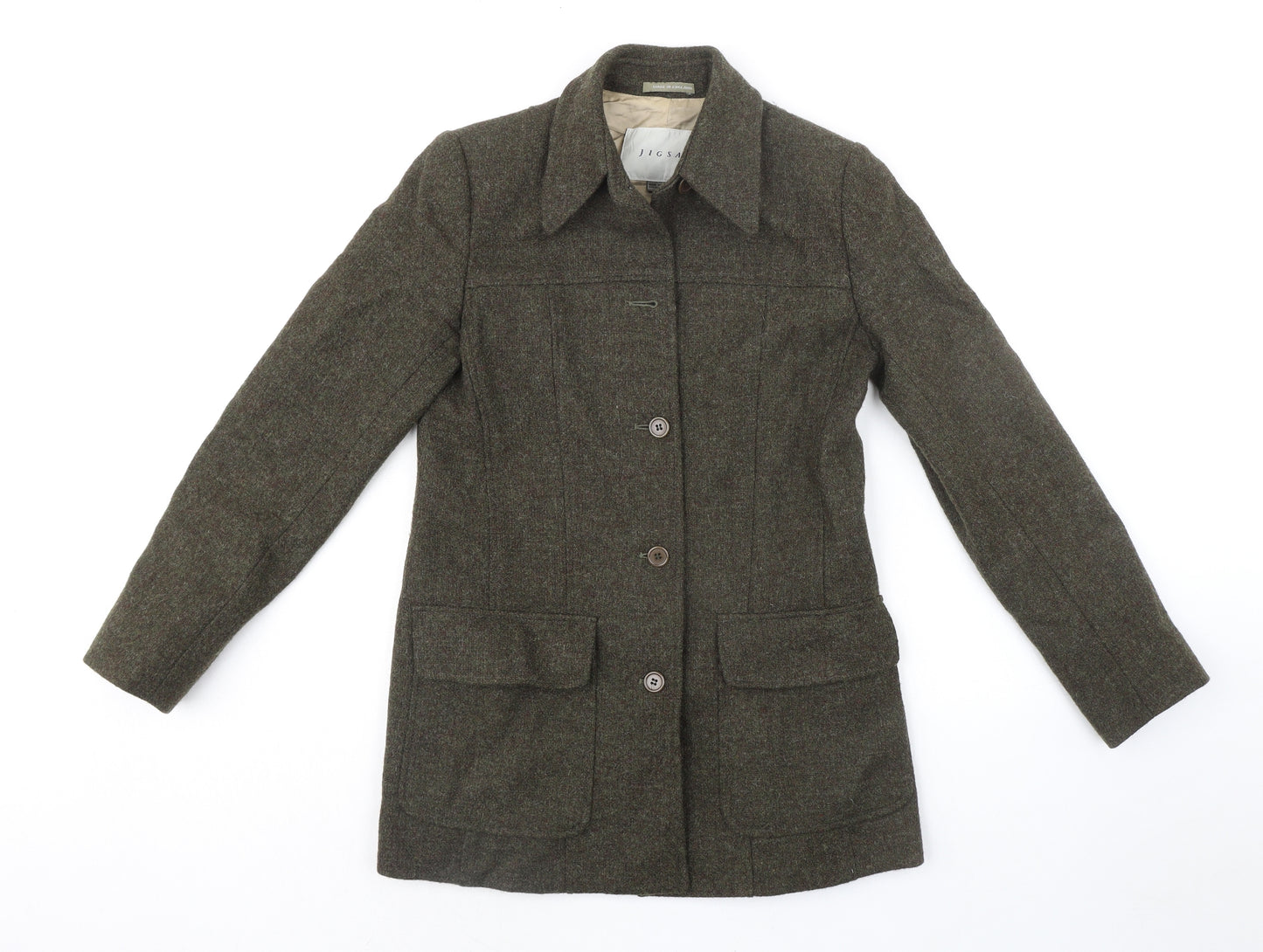 Jigsaw Womens Green Jacket Size 10 Button
