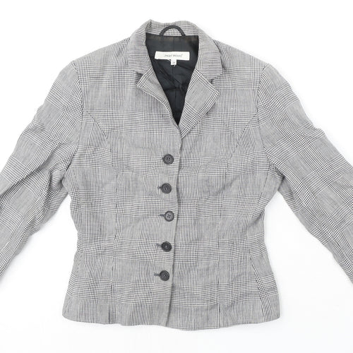 MONIQUEBROUNS Womens Black Check Polyester Jacket Blazer Size 8