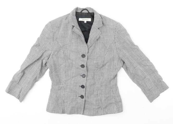 MONIQUEBROUNS Womens Black Check Polyester Jacket Blazer Size 8