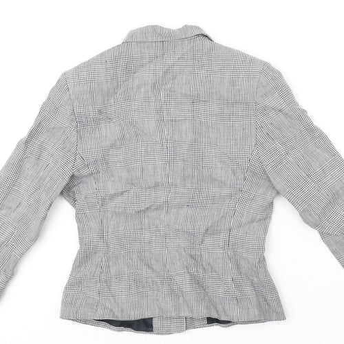 MONIQUEBROUNS Womens Black Check Polyester Jacket Blazer Size 8