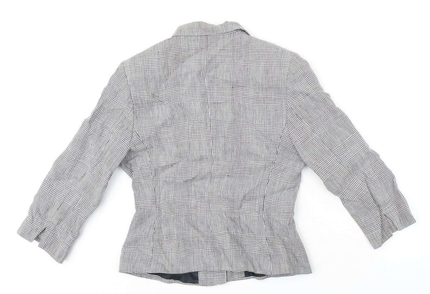 MONIQUEBROUNS Womens Black Check Polyester Jacket Blazer Size 8