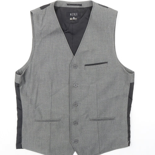 Kenji Mens Grey Polyester Jacket Suit Waistcoat Size M Regular