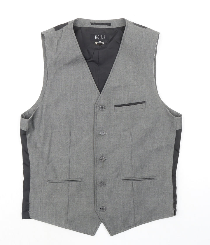 Kenji Mens Grey Polyester Jacket Suit Waistcoat Size M Regular