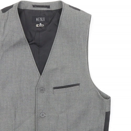 Kenji Mens Grey Polyester Jacket Suit Waistcoat Size M Regular