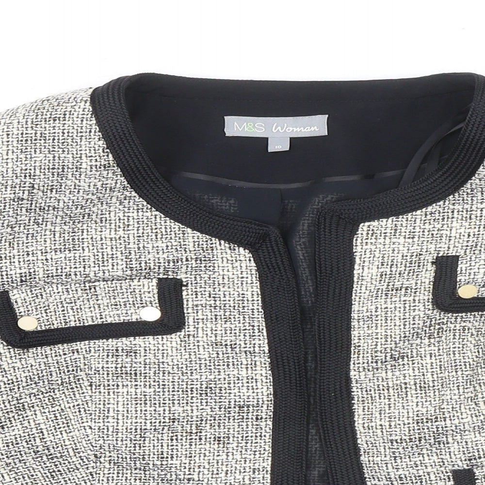 Marks and Spencer Womens Black Cotton Jacket Blazer Size 10 - Open Style
