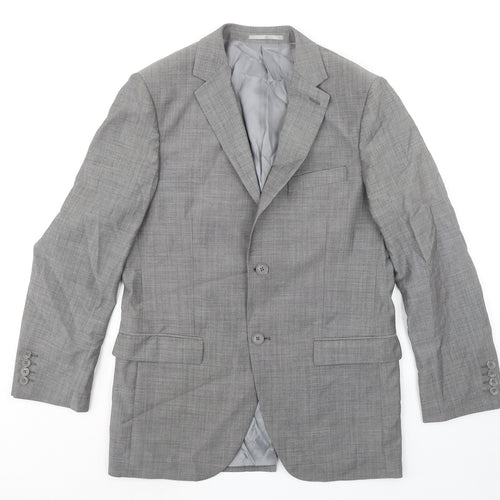 DYNK Mens Grey Wool Jacket Suit Jacket Size 38 Regular