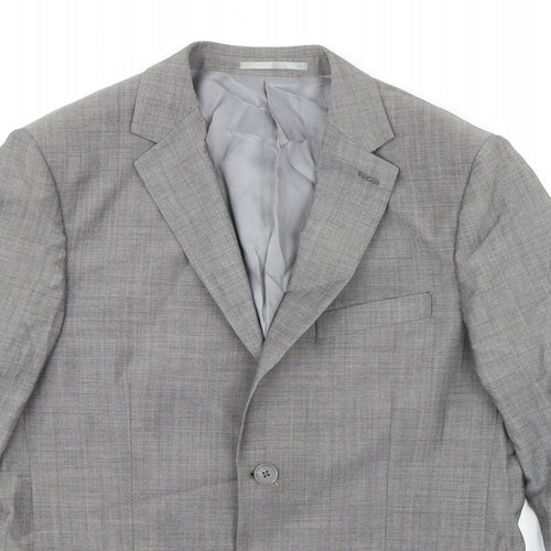 DYNK Mens Grey Wool Jacket Suit Jacket Size 38 Regular
