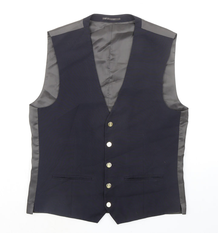 NEXT Mens Blue Polyester Jacket Suit Waistcoat Size 40 Regular