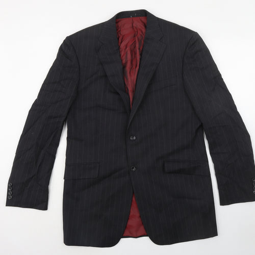 Marks and Spencer Mens Grey Striped Wool Jacket Suit Jacket Size 40 Regular