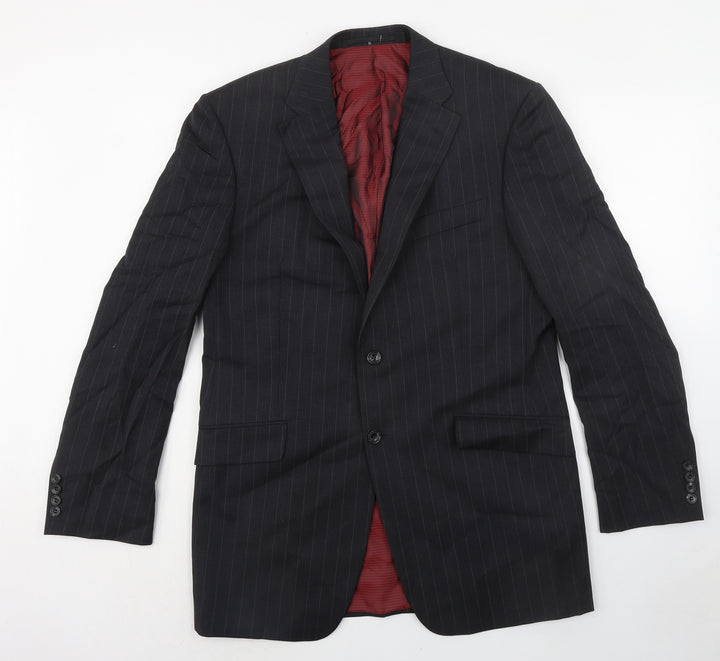 Marks and Spencer Mens Grey Striped Wool Jacket Suit Jacket Size 40 Regular