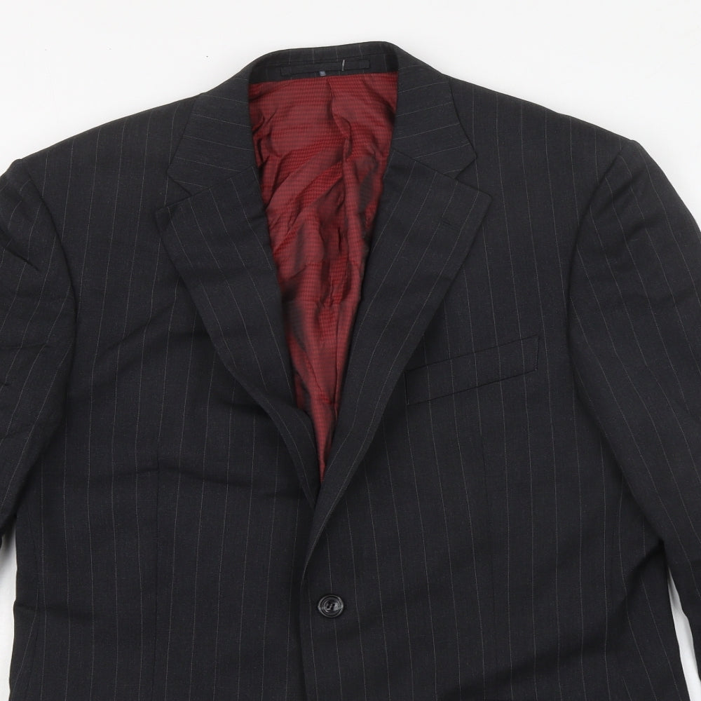 Marks and Spencer Mens Grey Striped Wool Jacket Suit Jacket Size 40 Regular