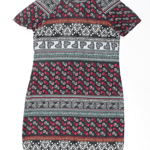 Innocence Womens Multicoloured Geometric Polyester T-Shirt Dress Size 12 Round Neck