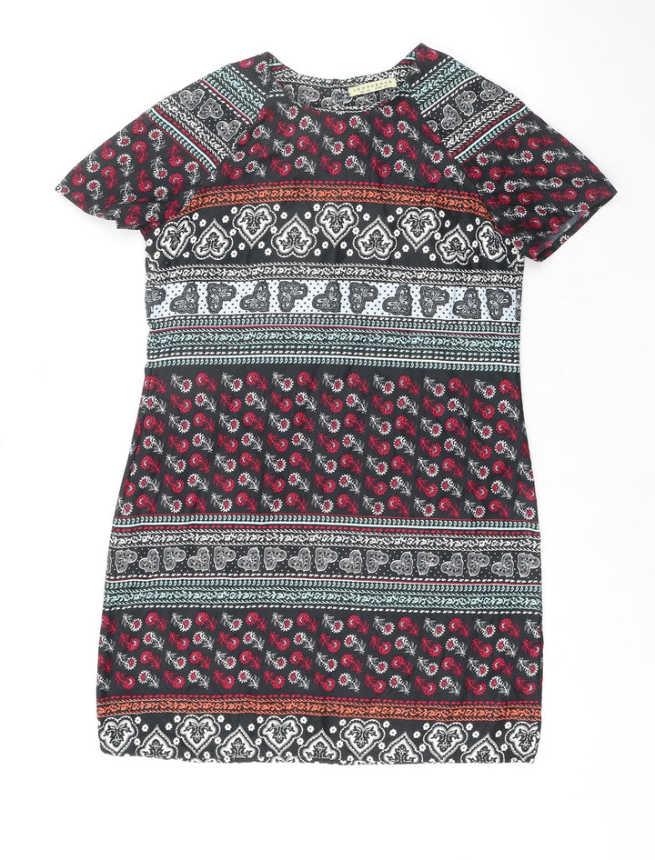 Innocence Womens Multicoloured Geometric Polyester T-Shirt Dress Size 12 Round Neck