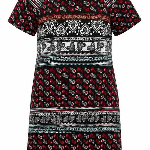 Innocence Womens Multicoloured Geometric Polyester T-Shirt Dress Size 12 Round Neck